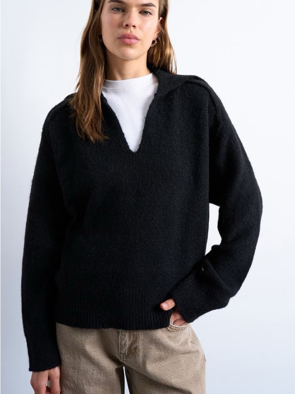 Topshop Johnny Collar Sweater in Black